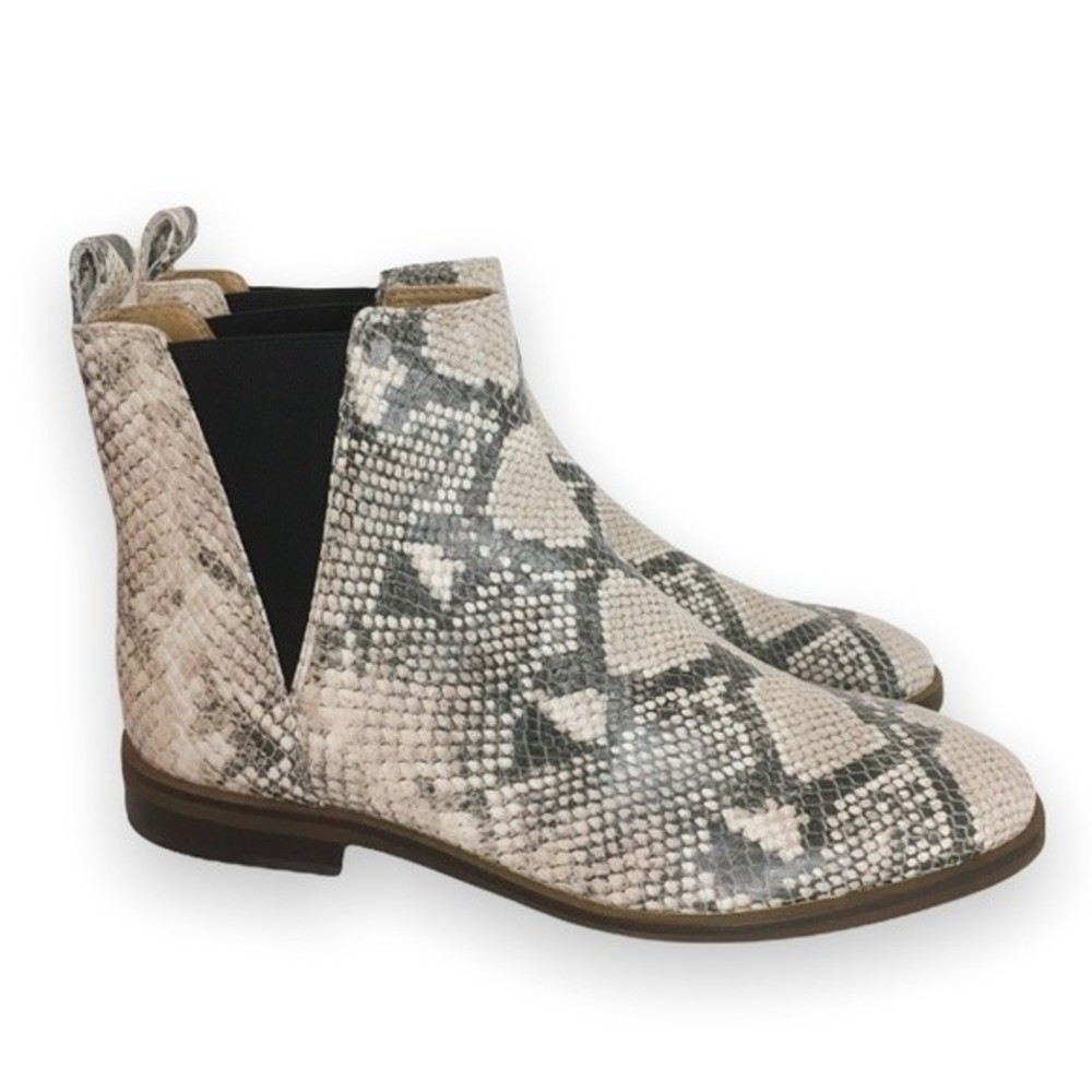Lucky Brand Women's‎ Haylia Leather Snakeskin Slip On Chelsea Ankle Boots 9.5